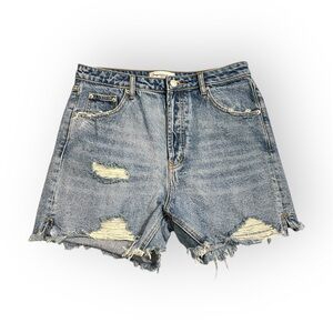 Boutique Blue Distressed Jean Shorts